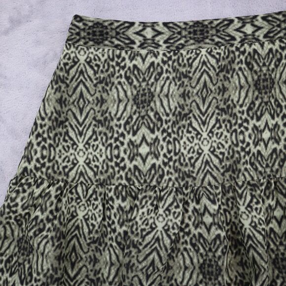 HM Skirt Womens 6 Green Animal Print A Line Layered Side Zipper Bottoms - Picture 8 of 16